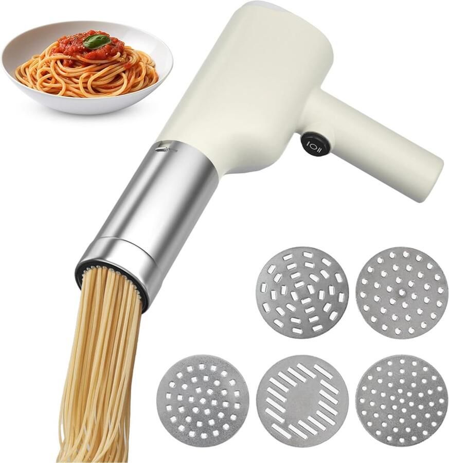 Elektrische Pastamaker Draadloze Maker Verse Pasta Maken 5 Vormen Inclusief 13 Kilogram Wit