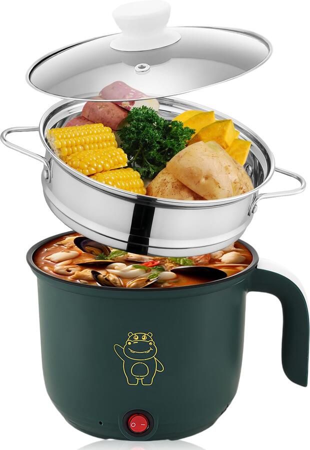 Elektrische pastascooker 1 8 l elektrische pan anti-aanbaklaag elektrische hete pot anti-aanbaklaag voor slaapzaal thuis groen