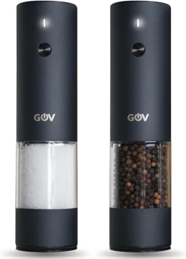 Elektrische Peper en Zoutmolen Set Oplaadbaar via USB-C 6 Verstelbare Maalgroottes Stijlvol Zwart RVS Ontwerp met LED Verlichting