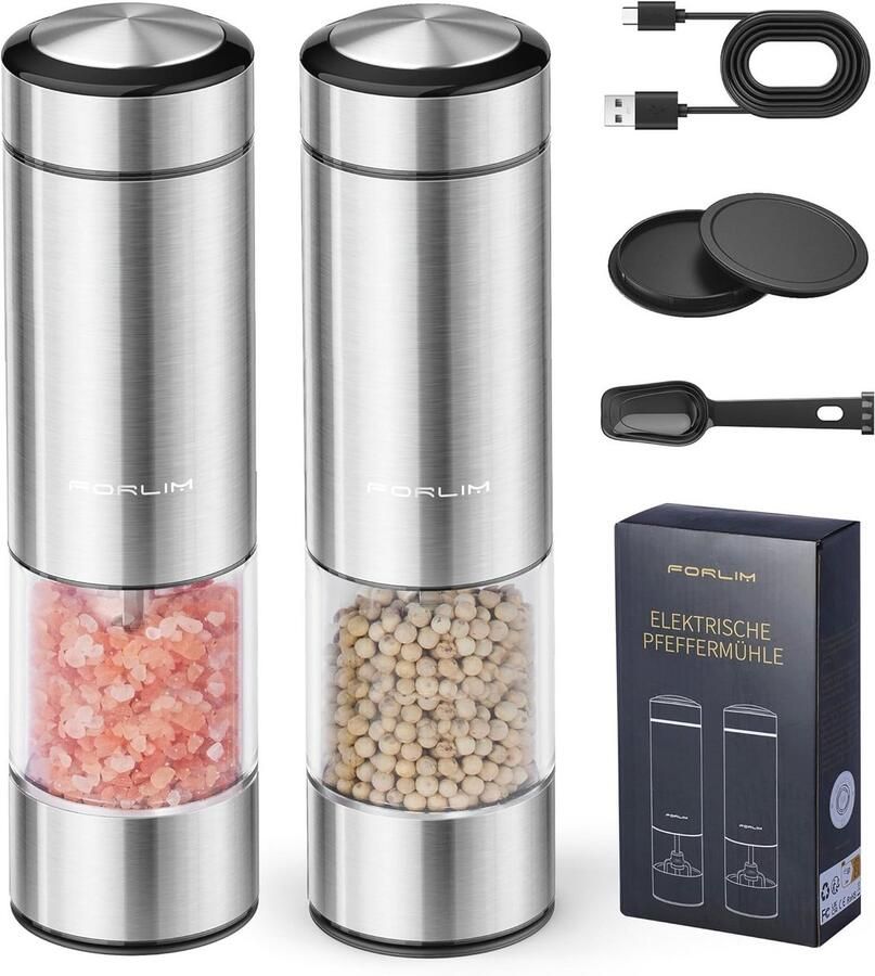 Elektrische Peper- en Zoutmolen Set Oplaadbare Molen met LED en Instelbare Dikte