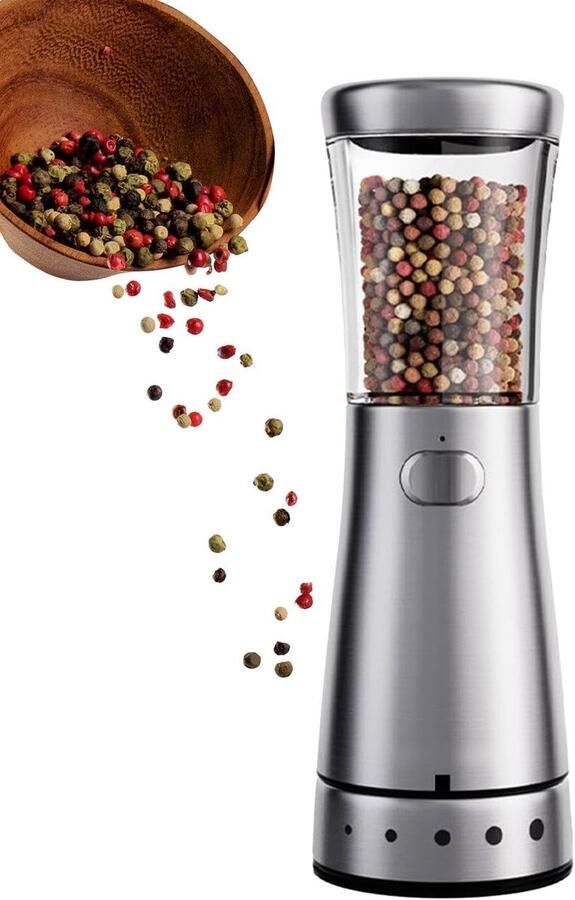 Elektrische Pepermolen Automatische Kruidenmolen Snel Kruiden Malen 5 Instelbare Grofheden 18.8 cm Hoog