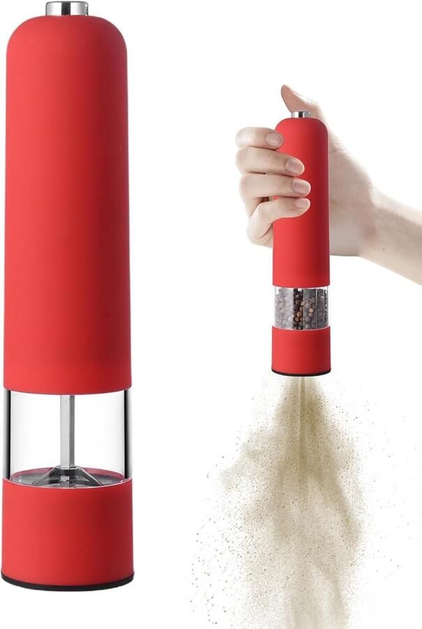 Elektrische Pepermolen Automatische Kruidenmolen Snel Kruiden Malen Verstelbare Maalgraad 5x5x225 cm Rood