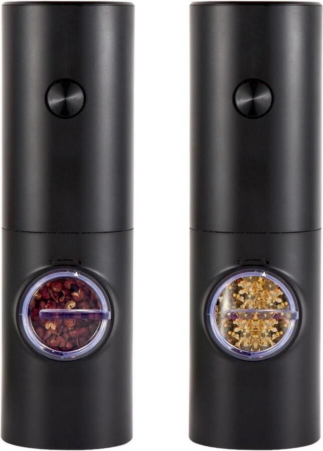 Elektrische pepermolen en zoutmolen set batterij aangedreven 2 stuks
