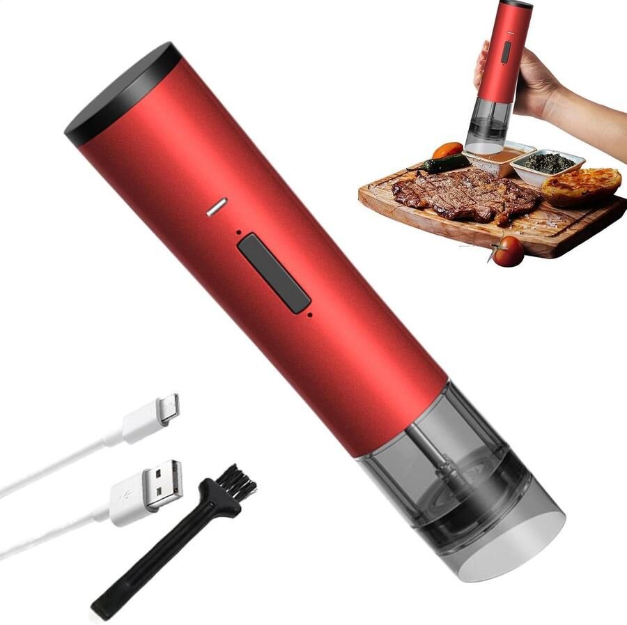 Elektrische Pepermolen Oplaadbare Kruidenmolen Snel Kruiden Malen Keramische Rotor 23cm Hoog Zwart