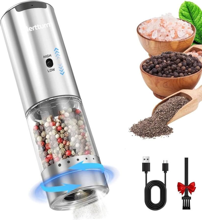 Elektrische Pepermolen RVS met 5 Maalstanden en Ingebouwde Verlichting