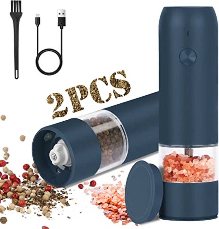 Elektrische Pepermolen Set Oplaadbare Zout en Peper Molen met Instelbare Kruidengrootte en LED