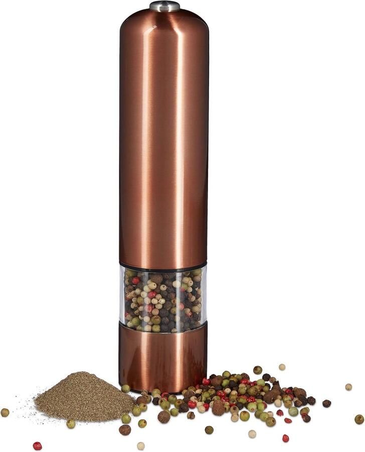 Elektrische Pepermolen Zoutmolen Kruidenmolen Eenvoudig Kruiden Malen Keramisch Maalwerk LED 5x23 cm Brons