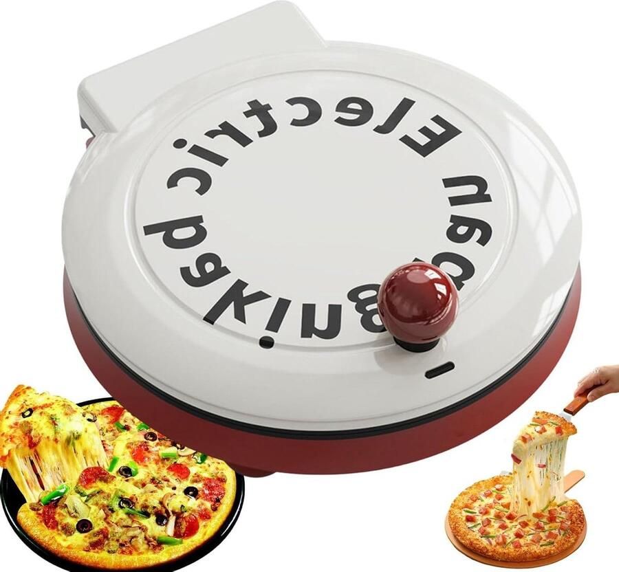 Elektrische Pizza Maker 4-in-1 Oven Snelle Maaltijden Dubbelzijdige Verwarming 23 cm Bakplaat Zwart
