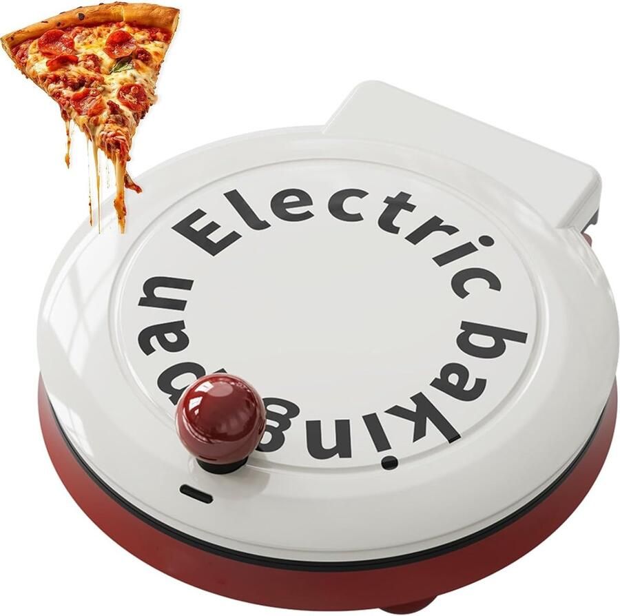 Elektrische Pizza Maker Bakpan Dubbelzijdig Snel Eten Maken 4-in-1 Multifunctioneel 23 Cm Diameter Rood