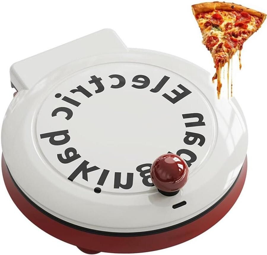 Elektrische Pizza Maker Bakpan Ovenschaal Snel Eten Bereiden Dubbelzijdige Verwarming 23 cm Bakplaat Rood