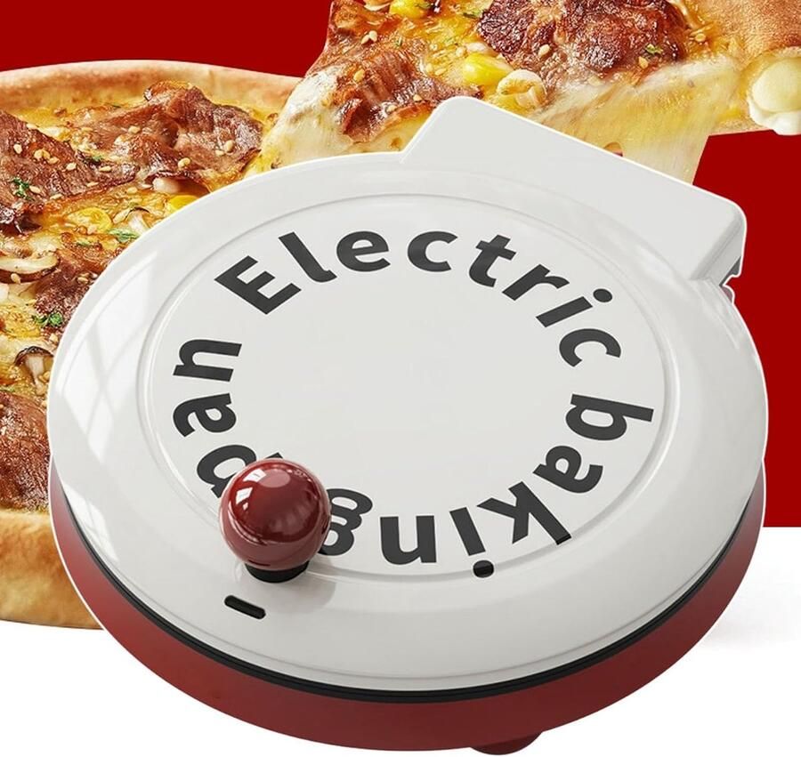 Elektrische Pizza Maker Bakplaat Apparaat Snel Eten Maken Dubbelzijdig Verwarmen 23cm Doorsnede Rood