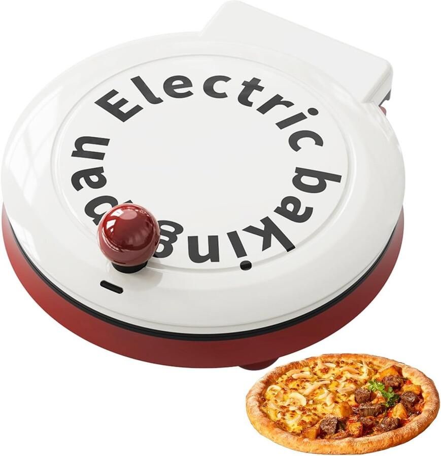 Elektrische Pizza Maker Bakplaat Oven Snelle Maaltijden Dubbelzijdige Verwarming 23cm Diameter Rood