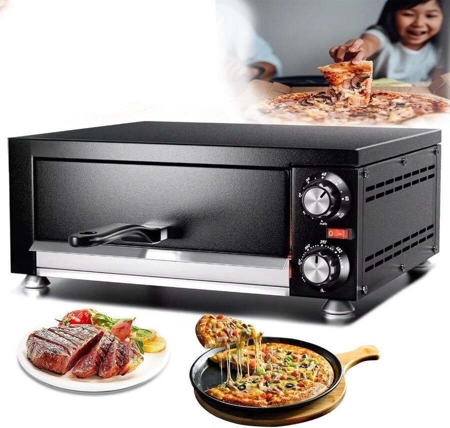 Elektrische Pizza Oven Bakoven Aanrecht Lekker Bakken Snel Verwarmend 12 Inch Zwart