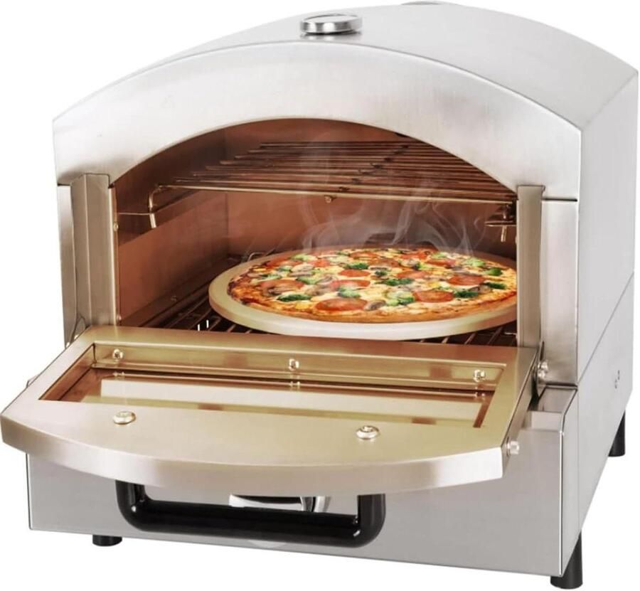 Elektrische Pizza Oven Bakoven Professioneel Bakken Dubbele Thermostaat 47.5 cm Zilver - Foto 1