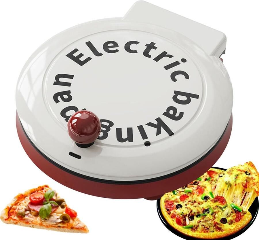 Elektrische Pizza Oven Bakplaat Maker Snelle Maaltijden Dubbelzijdig Verwarmen 23 cm Rood