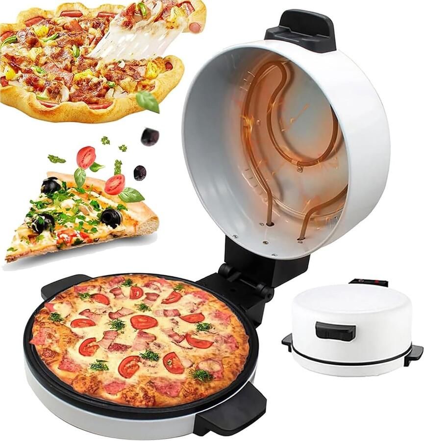 Elektrische Pizza Oven Brood Maker Machine Zelfgemaakte Pizza Non-Stick Verwarming 30cm Diameter Wit