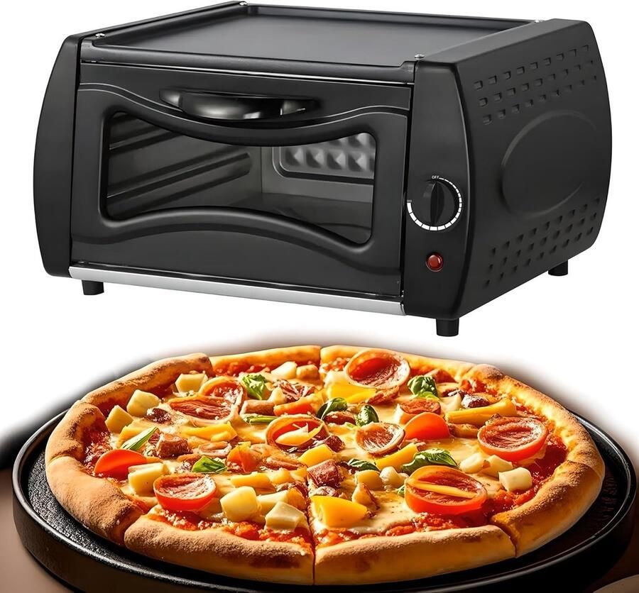 Elektrische Pizza Oven Mini Oven Thuis Koken Dubbele Kookfunctie 2100W Zwart