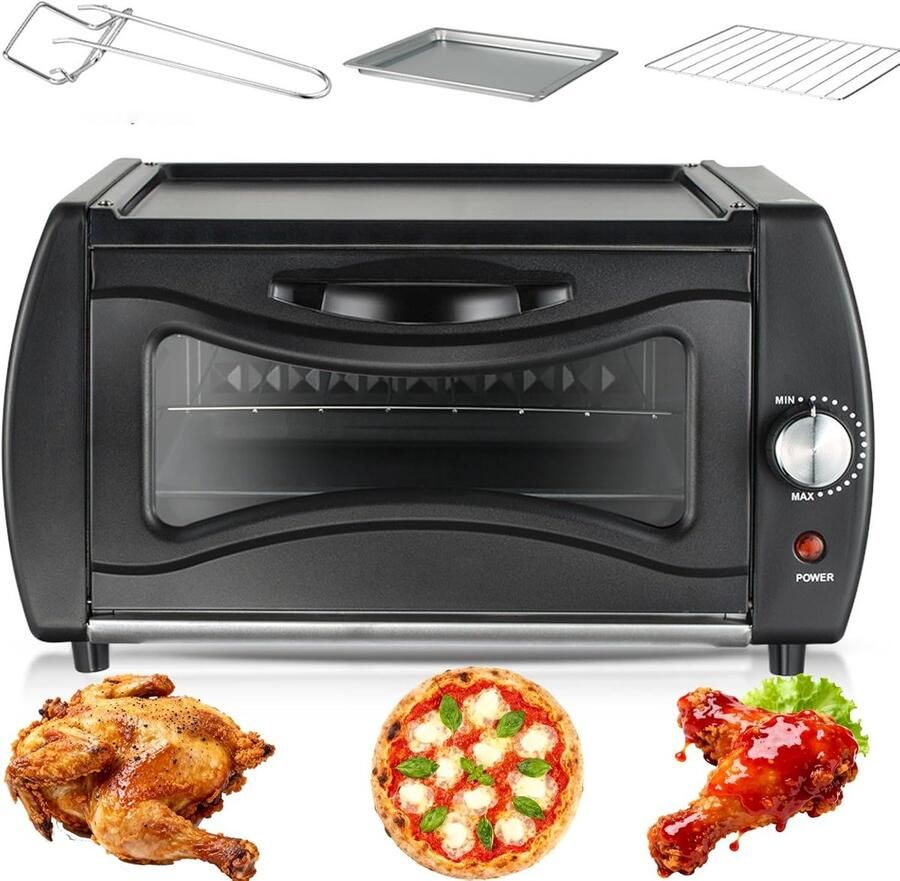 Elektrische Pizza Oven Mini Oven Thuis Pizza Bakken Dubbele Pizza Capaciteit 15 Liter Zwart
