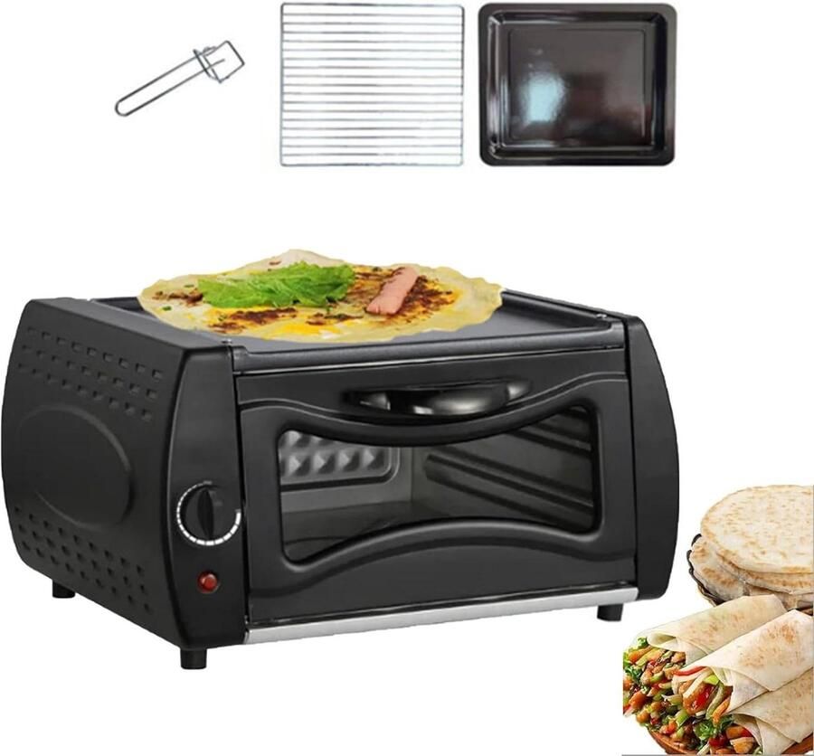Elektrische Pizza Oven Tandoor Bakkerij Authentiek Bakken Dubbele Kookcapaciteit 2x 12-inch Pizza Zwart