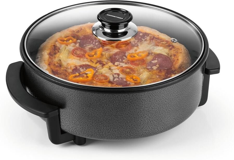 Elektrische Pizza Pan Multifunctionele Pan Feestelijke Maaltijden Thermostaat Controle 30 cm Diameter Zwart