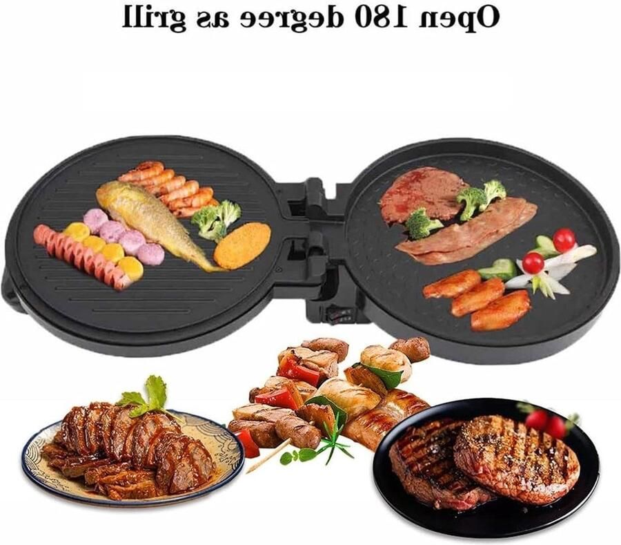 Elektrische Pizzamaker Bakplaat Oven Snelle Maaltijden Dubbele Verwarmingselementen 25 Cm Wit Zwart
