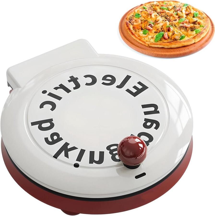Elektrische Pizzamaker Multicooker Snel Koken Dubbelzijdige Verwarming 23 cm Plaat Rood