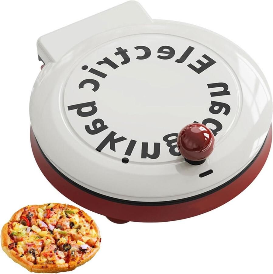 Elektrische Pizzamaker Pizzaoven Aanrecht Snel Maaltijden Maken Dubbelzijdig Verwarmen 23 cm Rood