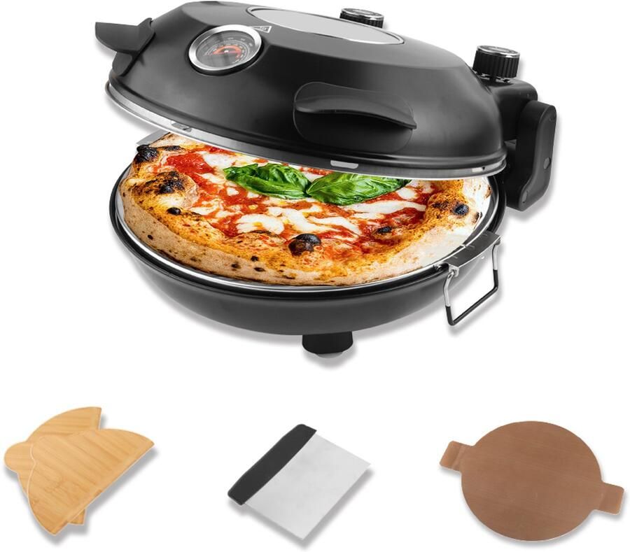 Elektrische Pizzaoven 12 Inch 1200 W Keramische Kookplaat Vrijstaand Binnengebruik