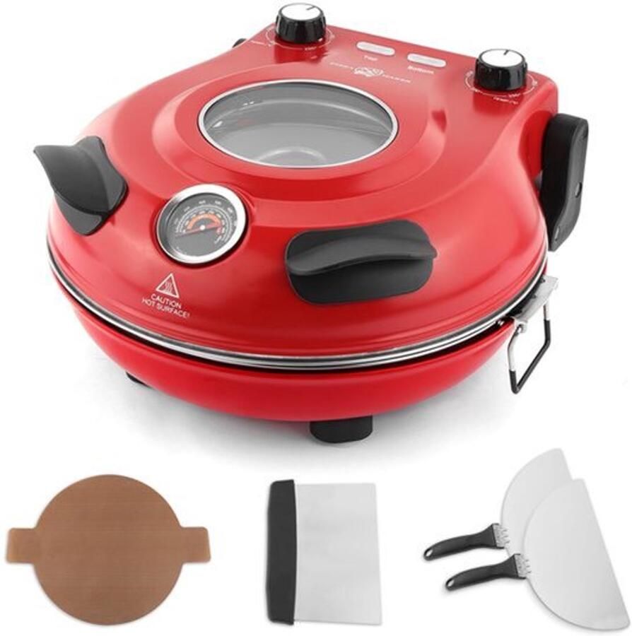Elektrische Pizzaoven 1200 W 31 cm Keramische Steen Rood IJzer Voor Thuisgebruik