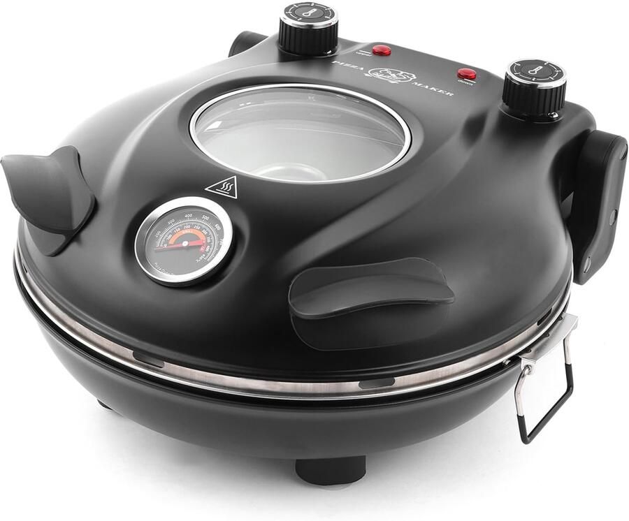 Elektrische Pizzaoven 1200 W 31 cm Keramische Steen Zwart Binnengebruik Pizzamaker