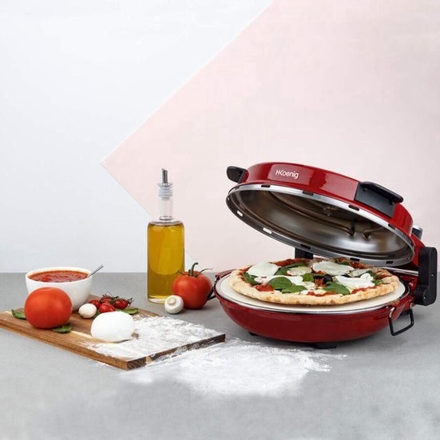 Elektrische Pizzaoven 1200 W 32 cm Pizza Diameter Aluminium Rood Pizzamaker