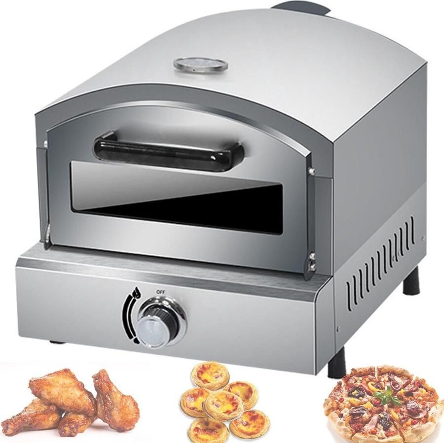 Elektrische Pizzaoven Aanrecht Oven Heerlijk Bakken Roestvrij Staal 42x52x41 cm Zilver