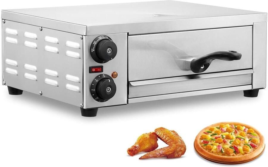 Elektrische Pizzaoven Bakoven Aanrecht Crispy Pizza Bakken Dubbele Verwarmingselementen 30.5 cm Pizza Zilver