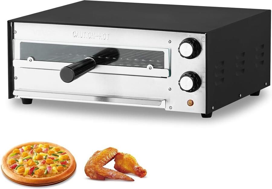 Elektrische Pizzaoven Bakoven Grill Lekkere Pizza Bakken Snelle Gelijkmatige Warmte 30 cm Zwart