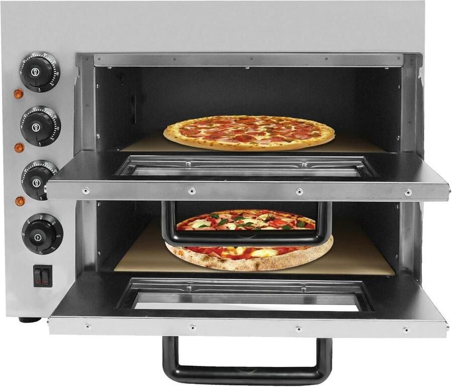 Elektrische Pizzaoven Bakoven Pizza Bakken Dubbele Verdieping 57 cm Breed Zilver