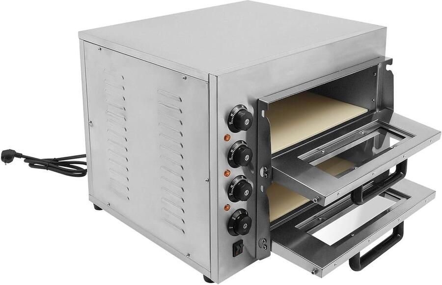 Elektrische Pizzaoven Bakoven Pizza Bakken Dubbele Verdieping 57 x 47.5 x 44 cm Zilver