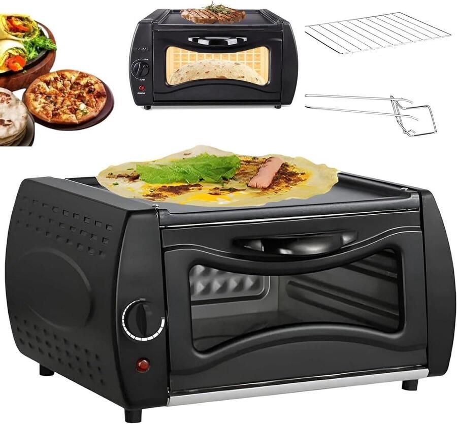 Elektrische Pizzaoven Broodbakmachine Tandoor Thuis Bakken Instelbare Temperatuur 15 Liter Capaciteit Zwart