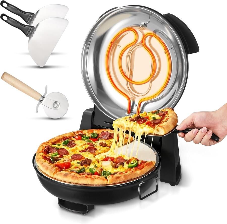 Elektrische Pizzaoven Buitenkeuken Oven Thuis Pizza Bakken Snelle Hoge Temperatuur 30.5 cm Steen Zwart