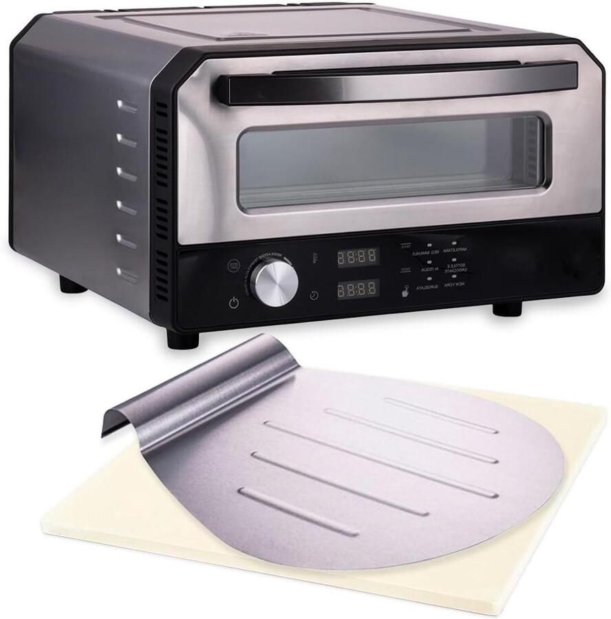 Elektrische Pizzaoven Buitenoven Keukenoven Perfecte Pizza Bakken 450°C in 2 minuten 37x37 cm Grijs