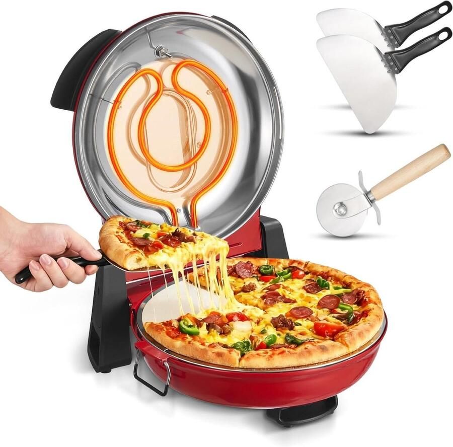 Elektrische Pizzaoven Buitenoven Thuis Pizza Bakken Snelle Hoge Temperatuur 30.5 cm Steen Rood