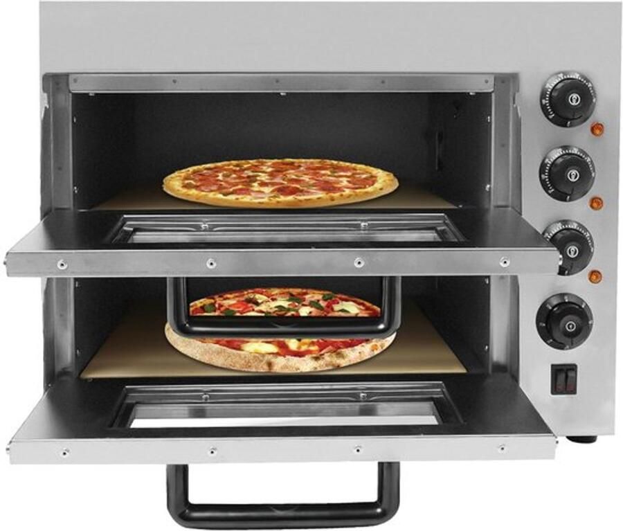 Elektrische Pizzaoven 2 Verdiepingen 3000 W Vermogen 40 Liter Inhoud Roestvrij Staal Voor Thuis En Horeca