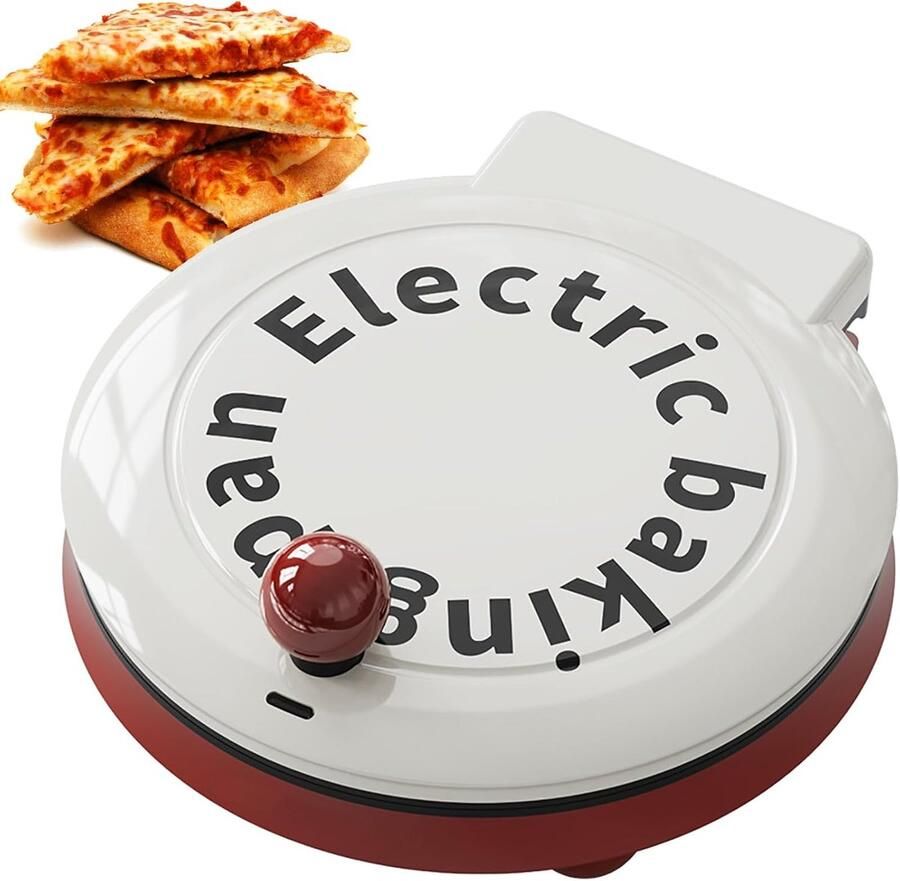 Elektrische Pizzaoven Koekenpan Bakplaat Snel Eten Maken Dubbelzijdige Verwarming 25cm Diameter