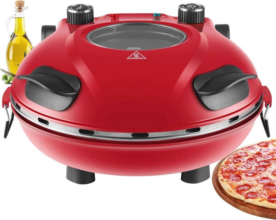 Elektrische pizzaoven met 32 cm pizzasteen en 390 °C voor perfect gebakken pizza's in 3 minuten