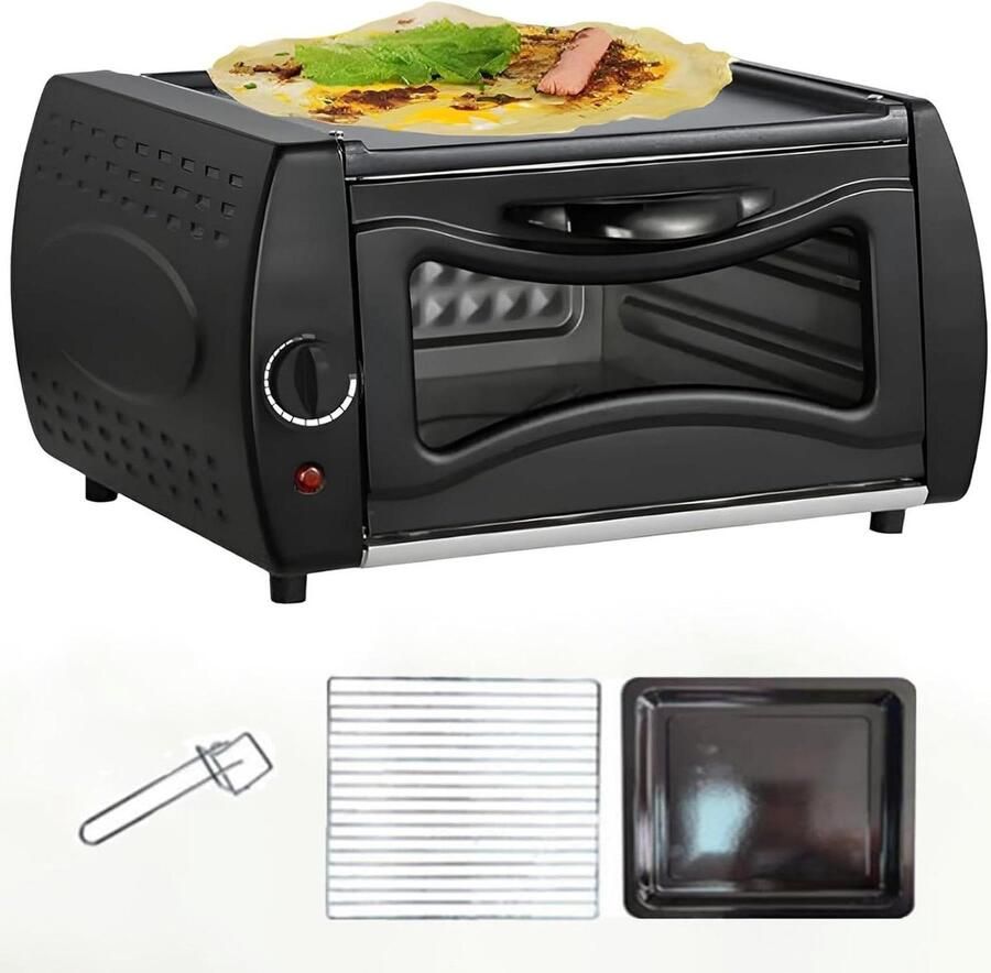 Elektrische Pizzaoven Mini Oven Pizza Thuis Bakken Snelle Verwarming 15 Liter Zwart