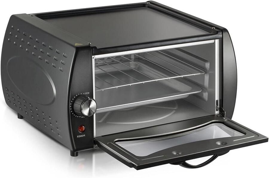 Elektrische Pizzaoven Mini Oven Thuis Pizza Bakken Dubbele Pizza Functionaliteit 15 Liter Capaciteit Zilver