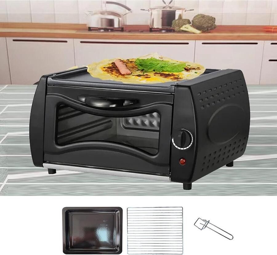 Elektrische pizzaoven Mini oven Verse pizza bakken Temperatuurregeling 50-400 Tot 12 inch Zwart