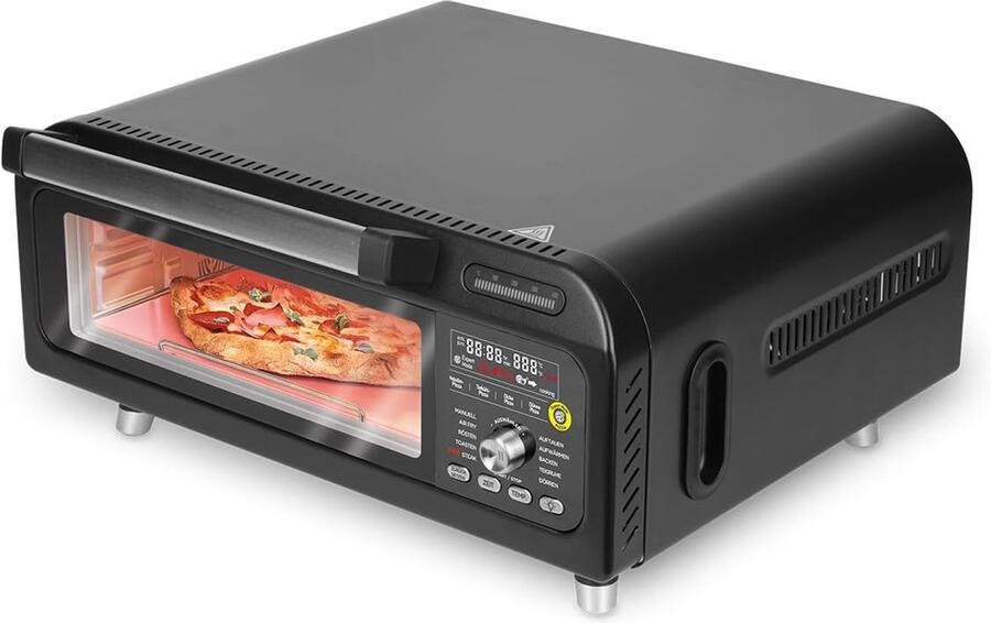 Elektrische Pizzaoven Multifunctionele Oven Pizza Bakken 10-in-1 Functies 40 x 48 x 25 cm Zwart