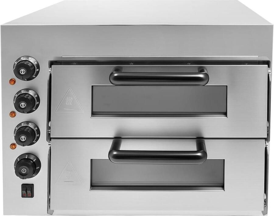 Elektrische Pizzaoven Oven voor Pizza Bakken Dubbele Verdieping 20 Liter Zilver