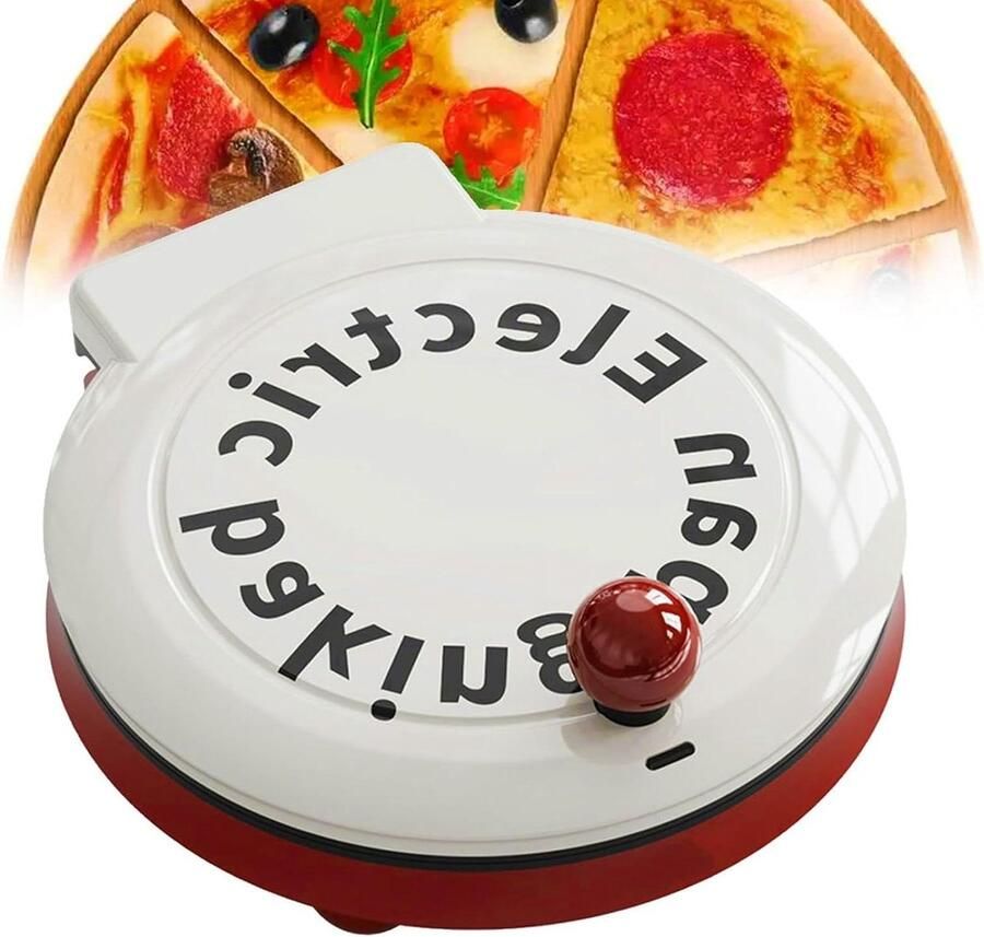 Elektrische Pizzaoven Pannenkoekenmaker Multicooker Snel Maaltijden Bereiden Dubbelzijdige Verwarming 23 cm Plaat Rood