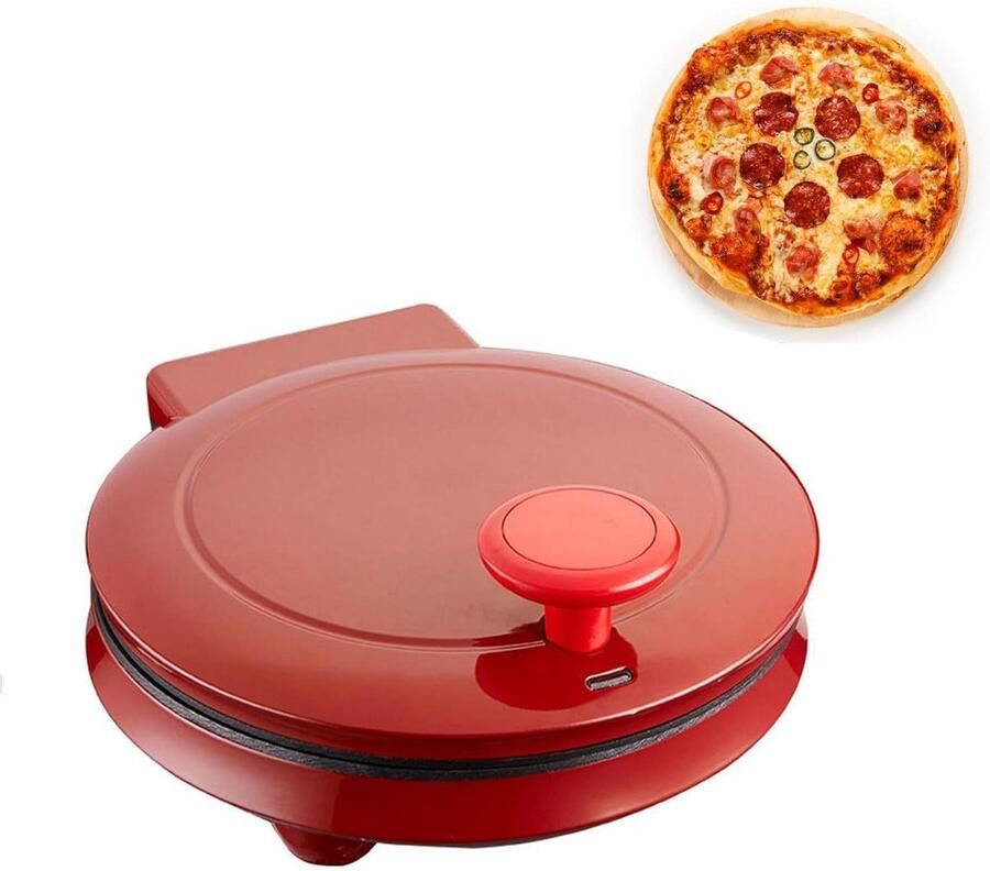 Elektrische Pizzaoven Pannenkoekenmaker Thuis Bakken Dubbelzijdige Verwarming 23cm Plaat Rood